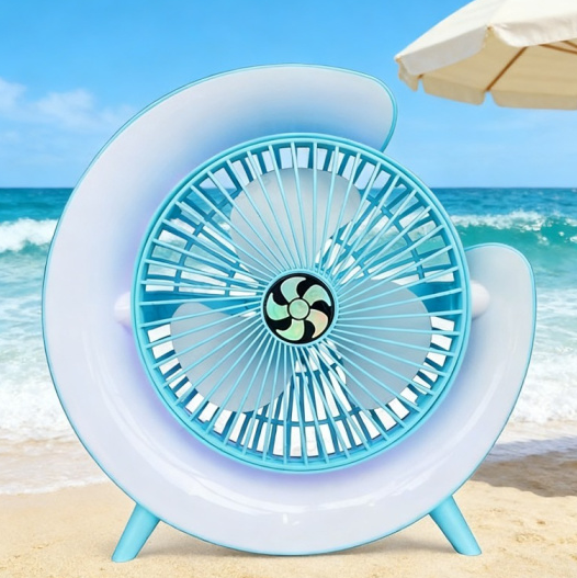 Rechargeable Desk Fan with Ambient Lamp – Quiet Portable Cooling