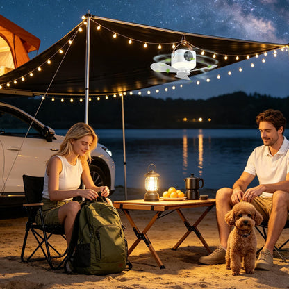 Rechargeable Tent Ceiling Fan with Light – Portable Camping Fan