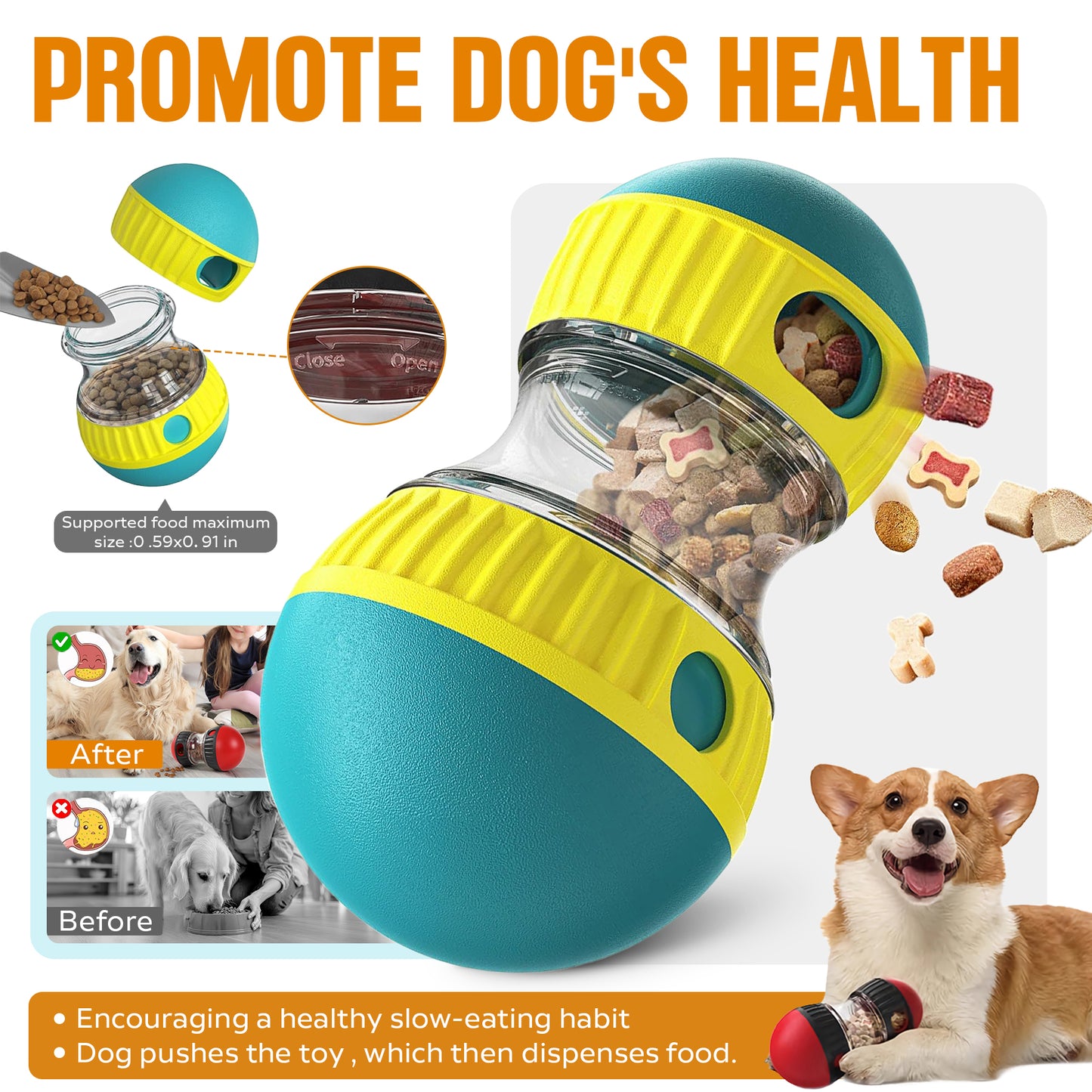Dog Puzzle Treat-Dispensing Ball – Slow Feeder Enrichment Toy