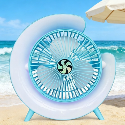 Rechargeable Desk Fan with Ambient Lamp – Quiet Portable Cooling