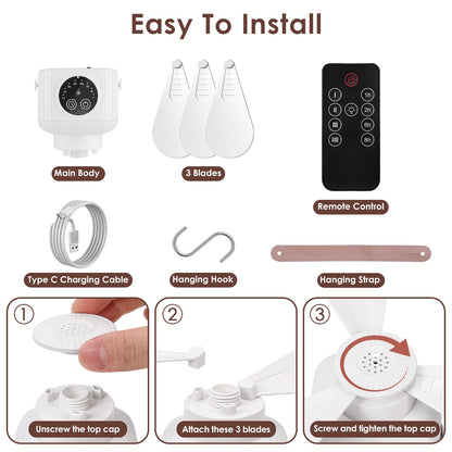 Rechargeable Tent Ceiling Fan with Light – Portable Camping Fan