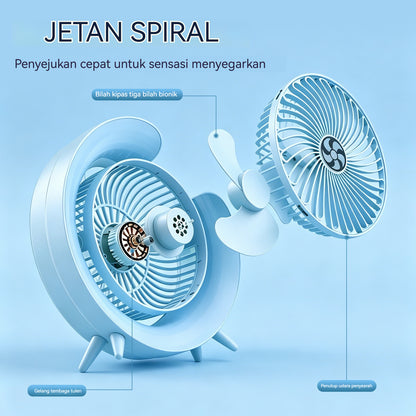 Rechargeable Desk Fan with Ambient Lamp – Quiet Portable Cooling