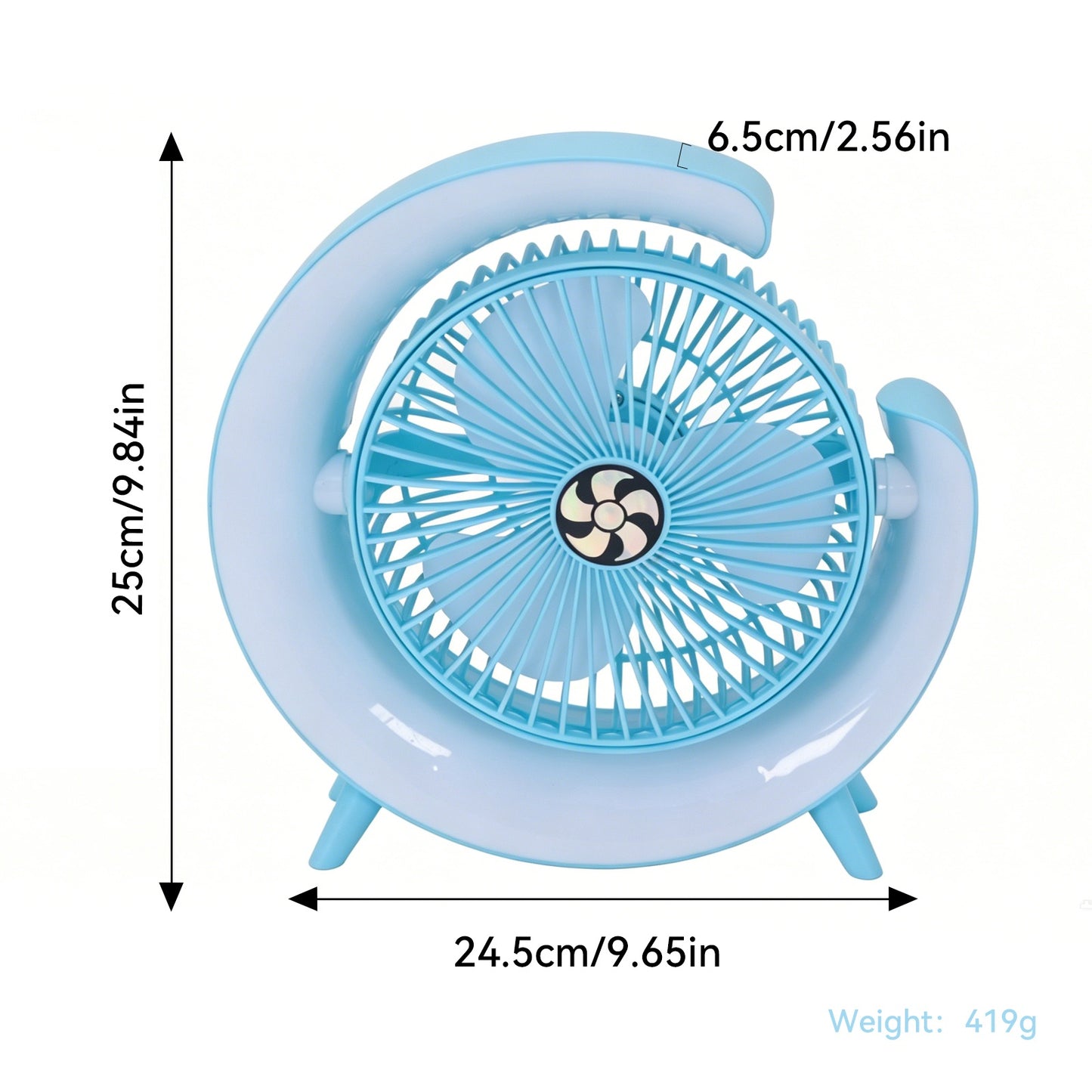 Rechargeable Desk Fan with Ambient Lamp – Quiet Portable Cooling
