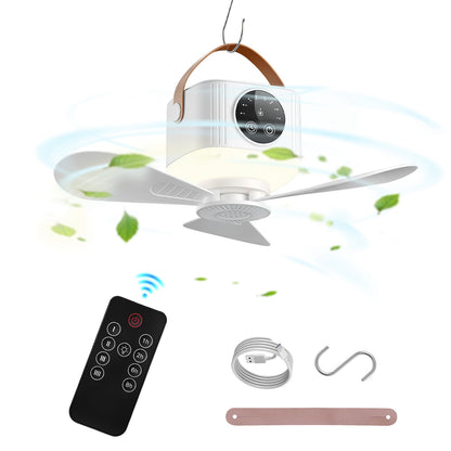 Rechargeable Tent Ceiling Fan with Light – Portable Camping Fan