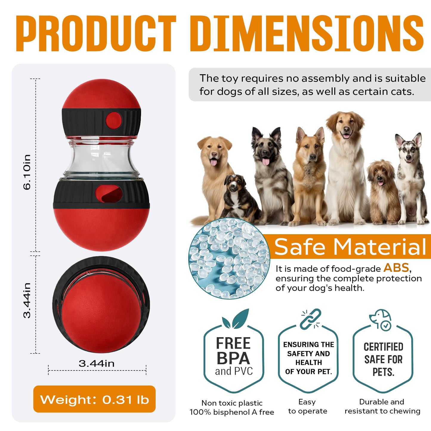 Dog Puzzle Treat-Dispensing Ball – Slow Feeder Enrichment Toy
